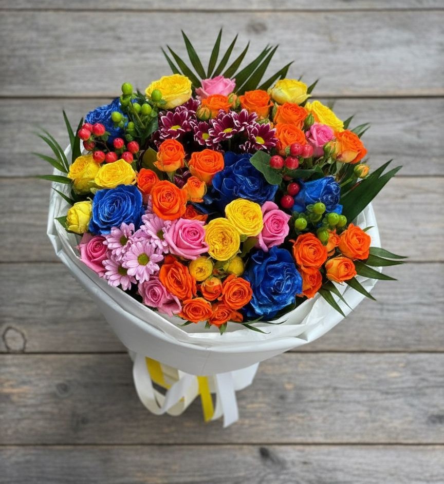 Букет цветов из: Розы и Хризантемы в Спорном