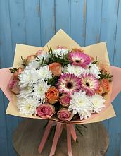 Букет цветов из:  Розы, Герберы и Хризантемы #REPLACE_PRED# Спорном