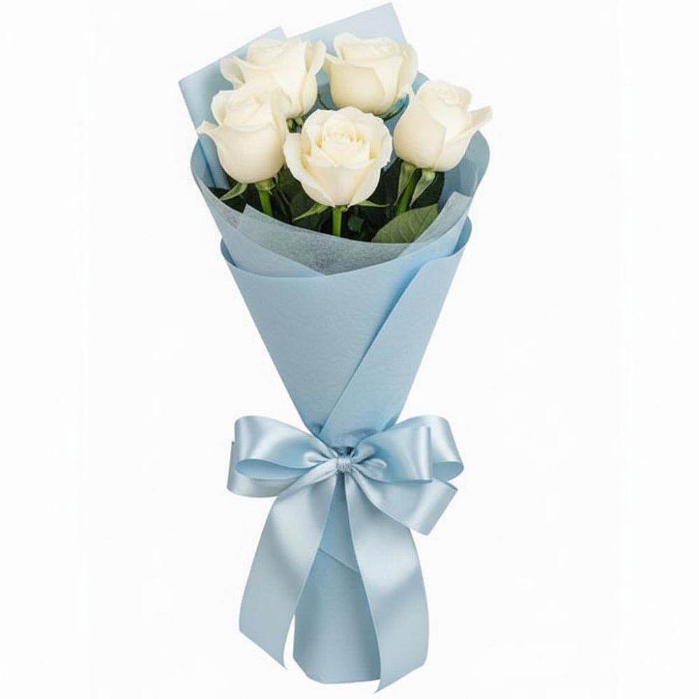 Букет 5 Белых роз Проуд в Спорном