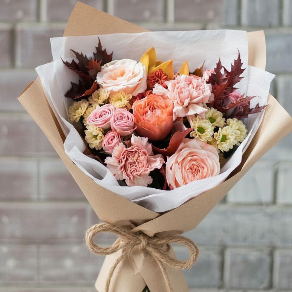 Букет цветов из: Гвоздики, Хризантемы и Розы в Спорном