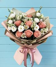 Букет цветов из:  Розы, Альстромерии и Лизиантусы в Спорном