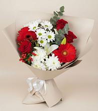 Букет цветов из:  Розы, Хризантемы, Герберы и Лилии в Спорном