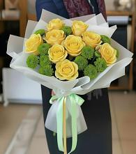 Букет цветов из:  Хризантемы и Розы #REPLACE_PRED# Спорном