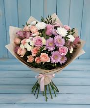 Букет цветов из:  Хризантемы, Розы и Альстромерии в Спорном