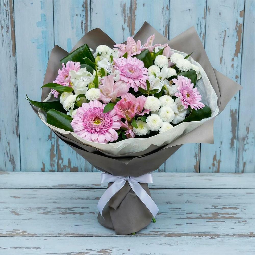 Букет цветов из: Герберы, Альстромерии и Хризантемы в Спорном