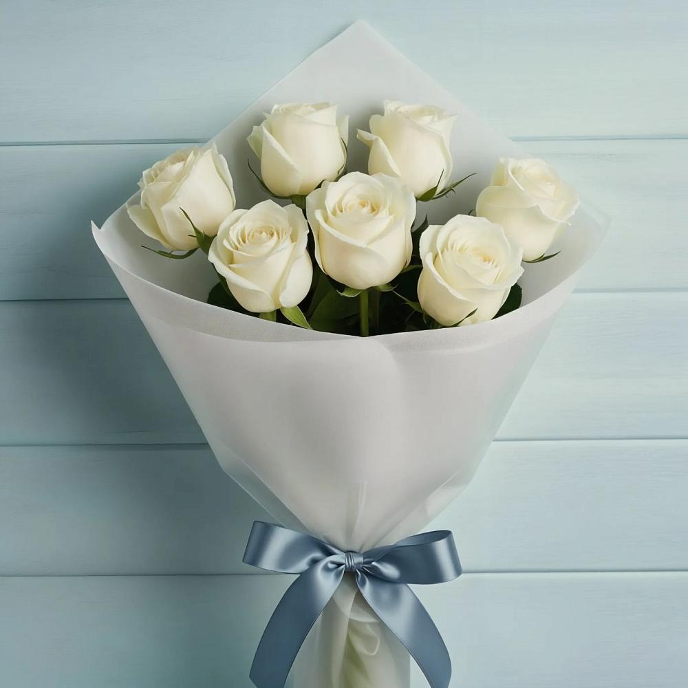Букет 7 Белых роз Эдлесс Лав в Спорном