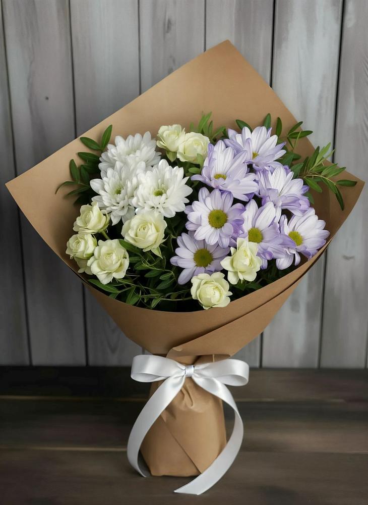 Букет цветов из: Хризантемы и Розы в Спорном